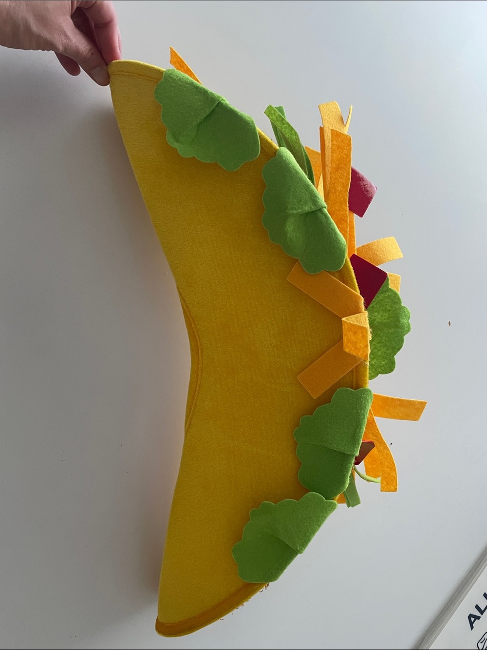 Yellow Taco Costume Hat with Green Felt Toppings